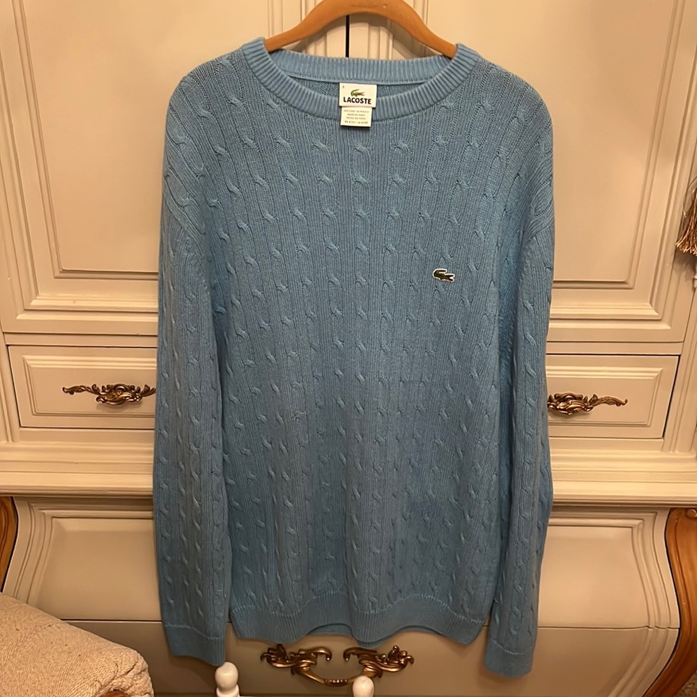 Lacoste light blue cable knit sweater Size 4 Mens